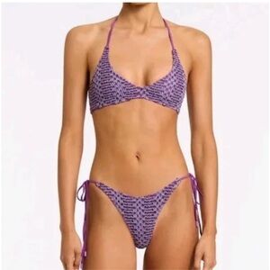Triangl Purple Bikini Set w/ Matching Cover Up Skirt